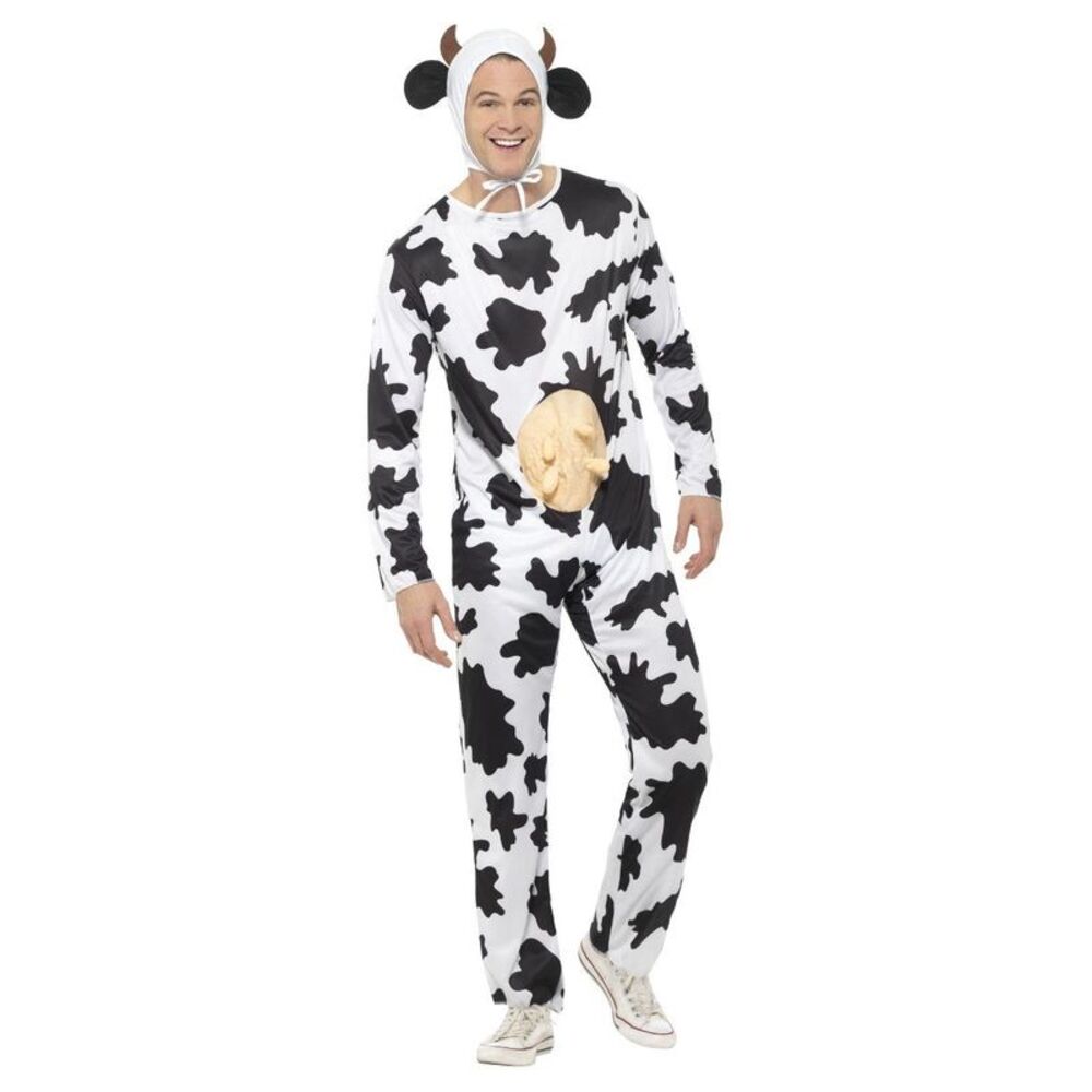 Smiffys Unisex Adult Cow Costume Set / White/Black